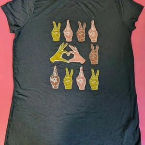 Graphic Tee with Hand Signs